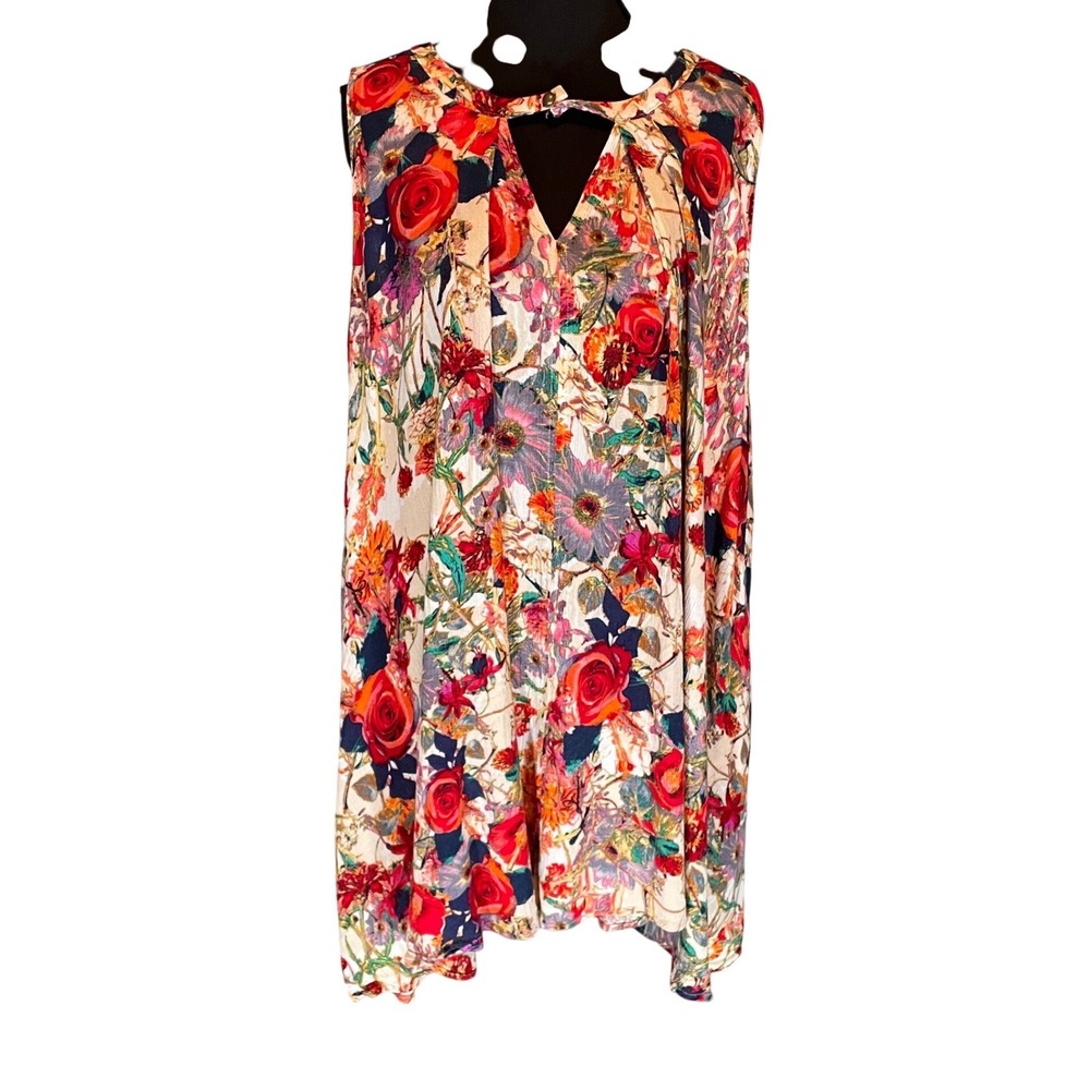 Jodifl Women Red Floral Sleeveless Keyhole Tunic Top Relaxed Fit L
Boho Flowy